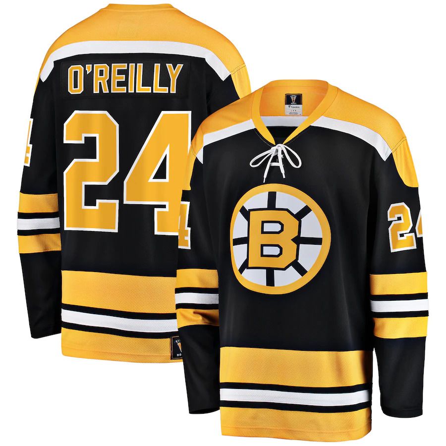 Men Boston Bruins 24 Terry OReilly Fanatics Branded Black Premier Breakaway Retired Player NHL Jersey